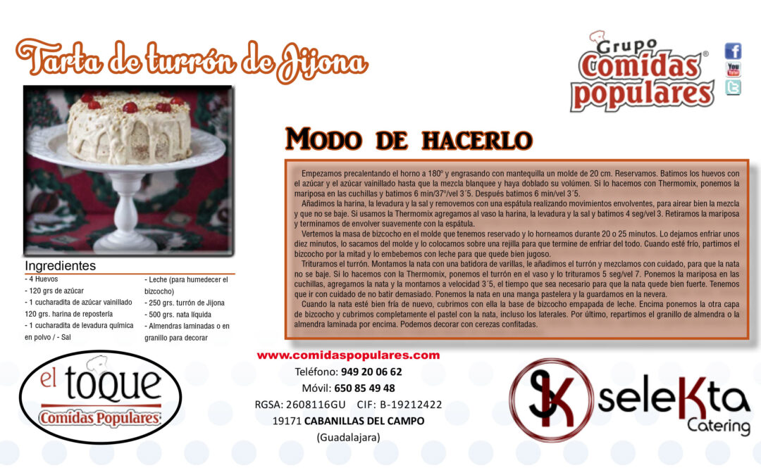 Recetas de Comidas Populares: Tarta de Turrón de Jijona