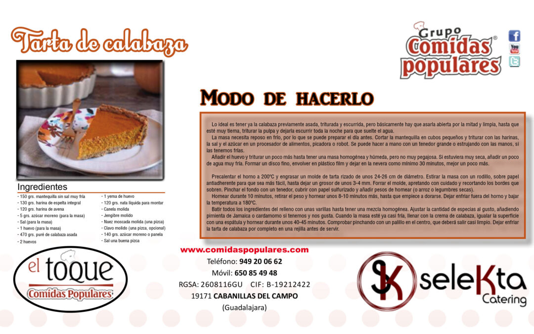 Receta de Comidas Populares: Tarta de Calabaza