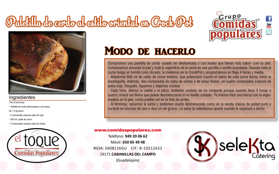 Paletilla de cerdo al estilo oriental en Crock Pot