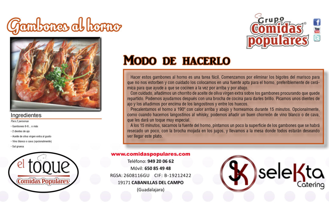 Recetas de Comidas Populares: Gambones al horno